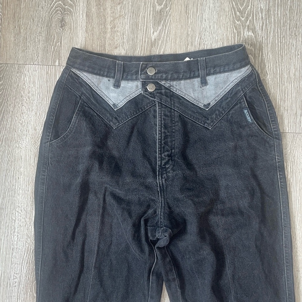 Vintage “Rockies” black denim jeans riding 90s size 13 / 14 - Picture 2 of 13